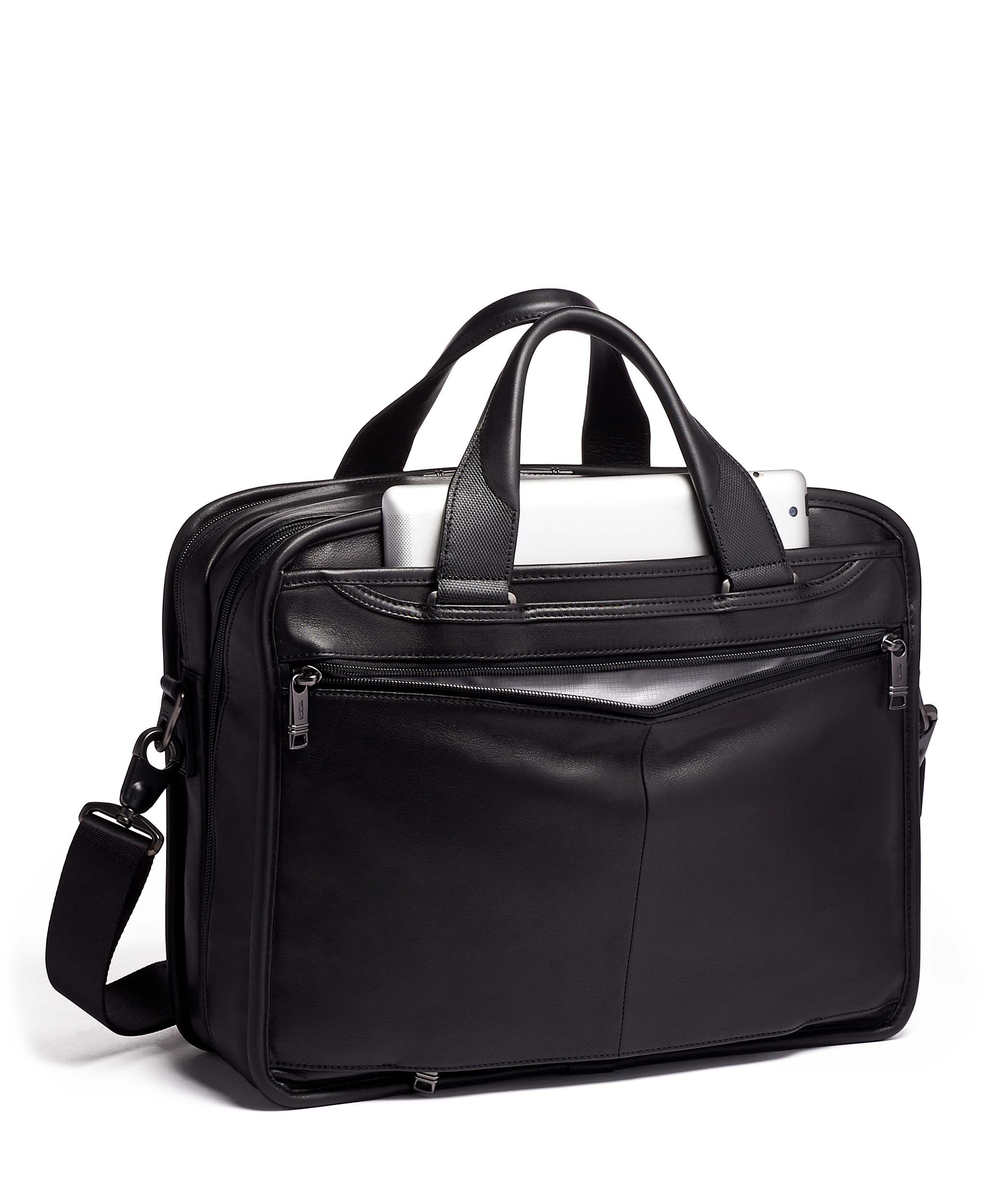 tumi alpha 3 leather briefcase